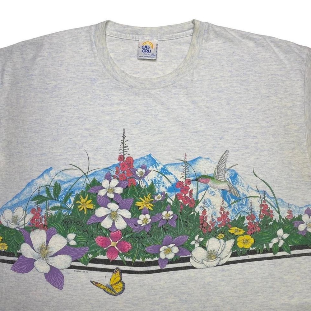 Vintage 90s Habitat x flowers‎ birds and butterflies nature shirt